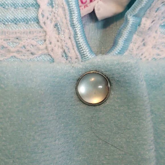 Vintage Evelyn Pearson Polyester Robe Womens Large Light Blue Pearl Snaps - Picture 4 of 9